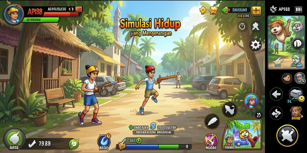Screenshot menunjukkan karakter dalam gameplay interaktif yang menarik.
