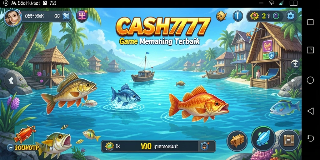 Screenshot gameplay CASH777 menampilkan aksi memancing yang menegangkan.