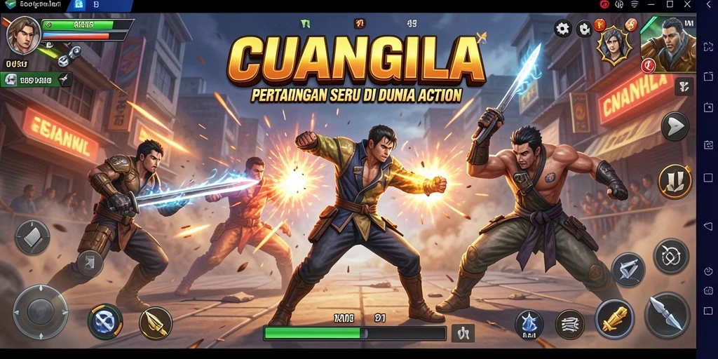 Tangkapan layar CUANGILA menunjukkan aksi pertarungan seru dan grafis yang memikat.