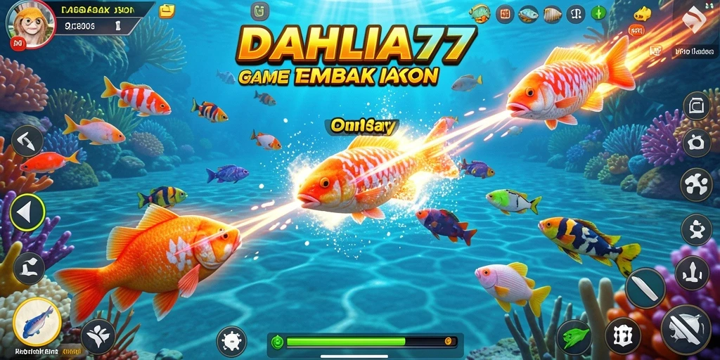 Tampilan gameplay seru DAHLIA77 saat menangkap berbagai jenis ikan.