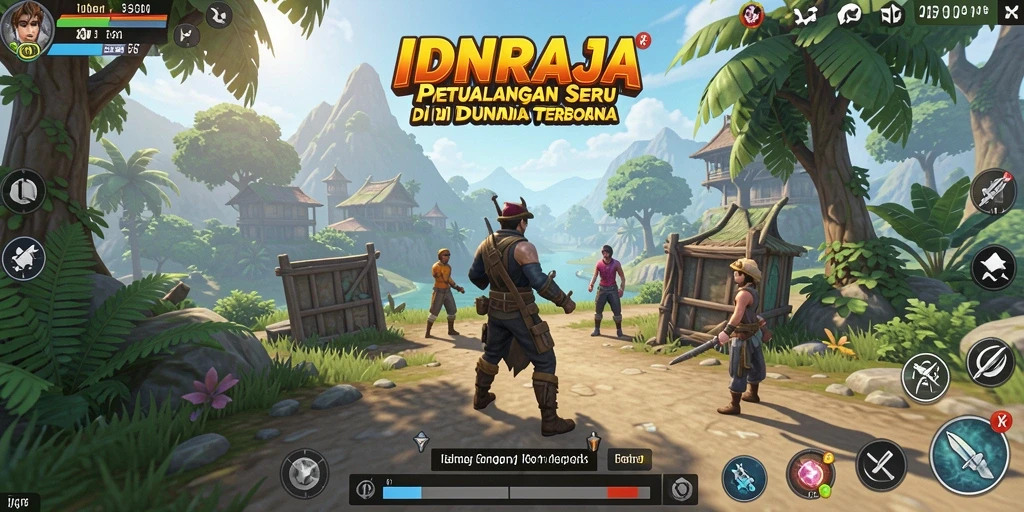 Screenshot gameplay IDNRAJA menampilkan petualangan epik di dunia terbuka.