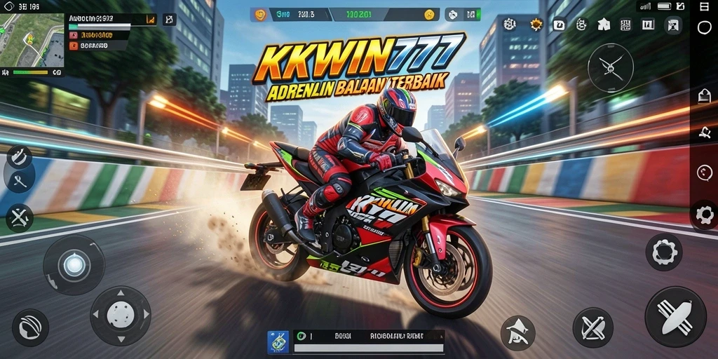 Gameplay KKWIN777 menampilkan aksi balapan motor yang mendebarkan.