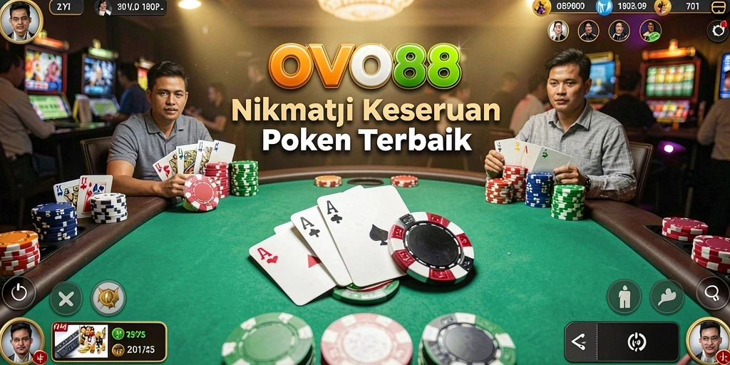 Screenshot OVO88 menampilkan gameplay poker yang seru dan kompetitif.