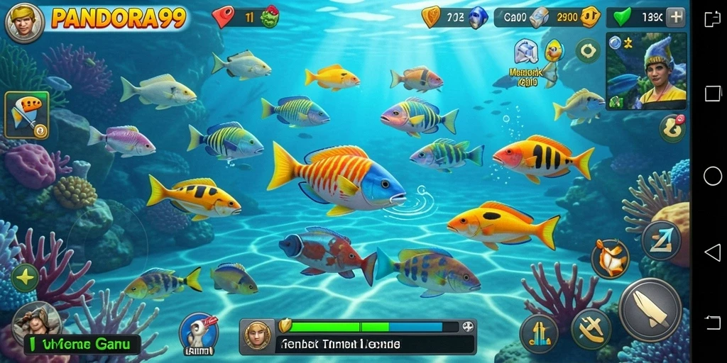 Tampilan gameplay PANDORA99 yang menakjubkan saat membidik ikan.