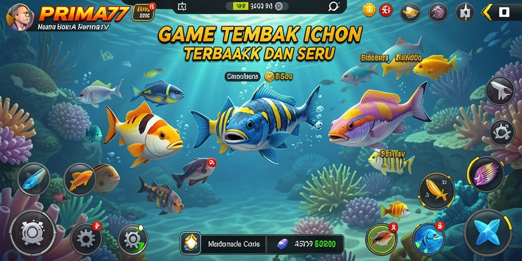 Tampilan permainan seru menembak ikan dalam PRIMA77.