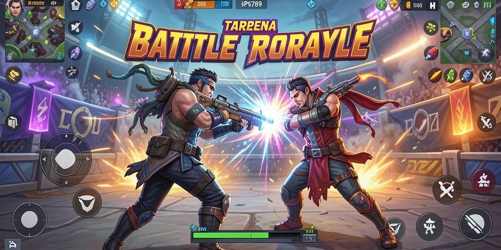 Screenshot gameplay Battle Royale RP6789 yang intens dan mendebarkan.