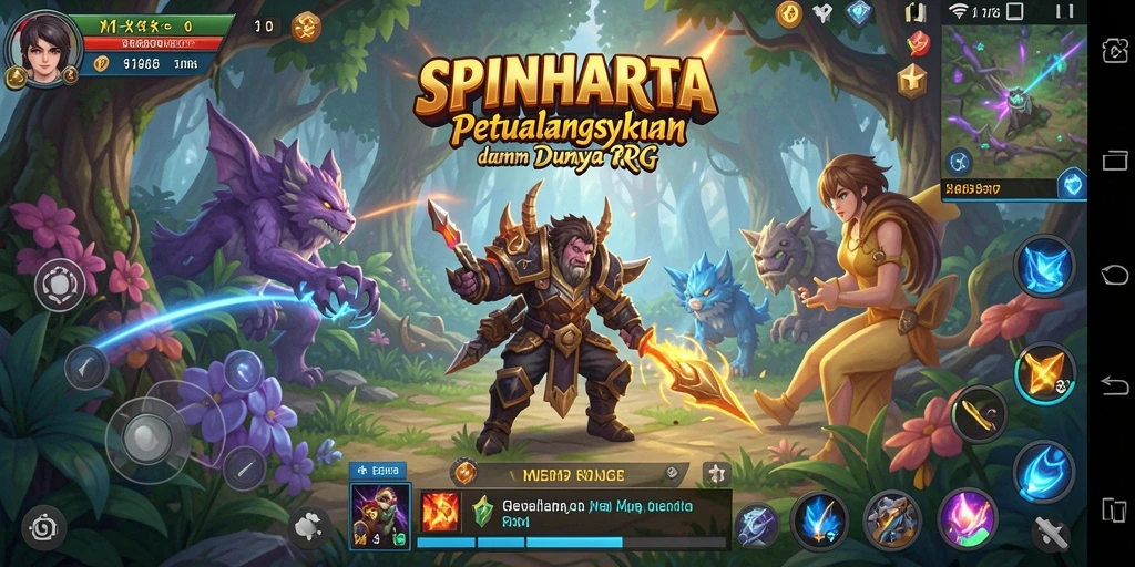 Gameplay SPINHARTA menampilkan pertarungan yang seru di dunia RPG.