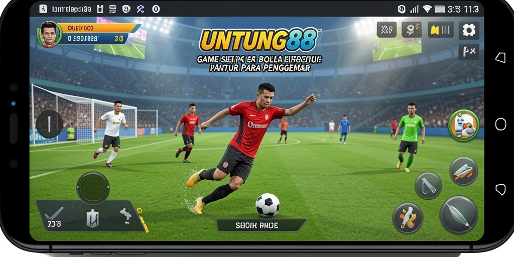 Gambar tampilan gameplay UNTUNG88 dengan aksi sepak bola yang mendebarkan.